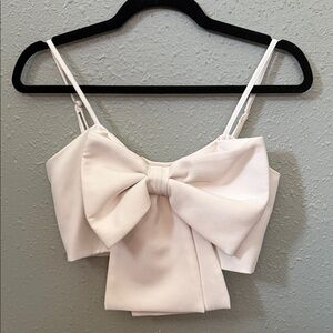 Elegant Cream Bow Detail Women's Top